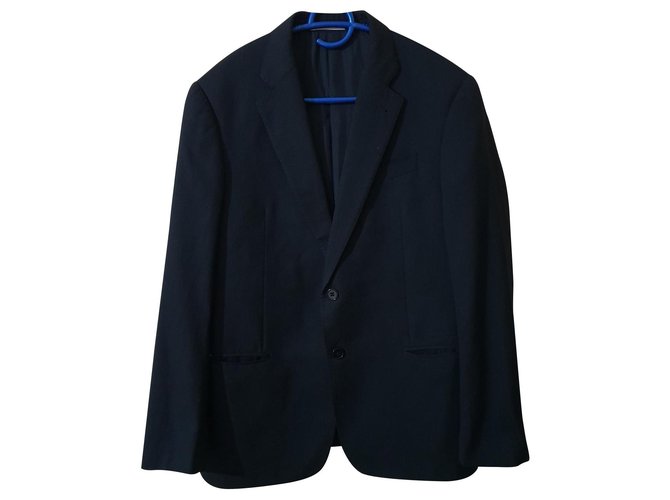 Armani Blazers Jackets Dark blue Silk Wool  ref.159598