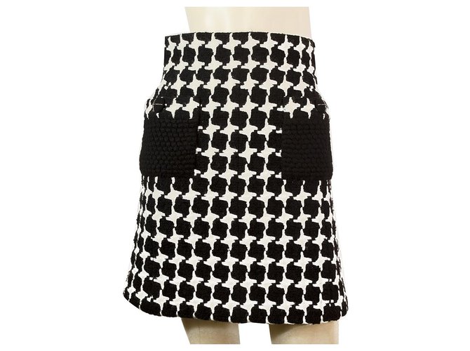 Mélange de laine noir et blanc Chanel 07Une jupe longueur au genou de collection 36 Mohair  ref.159630