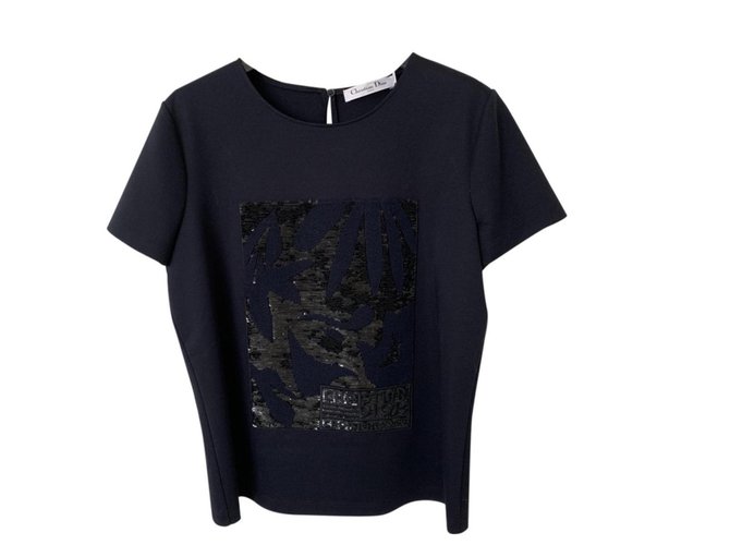 Dior T-shirt Diot com lantejoulas tamanho M Azul escuro Algodão  ref.159711