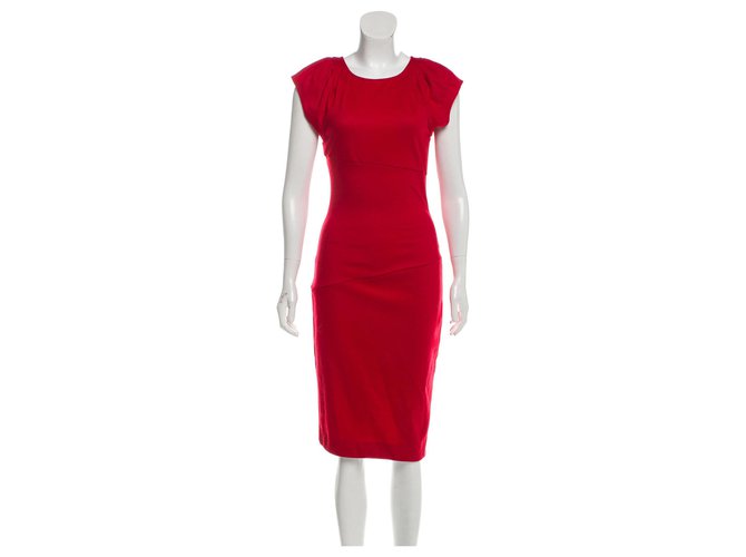 Diane Von Furstenberg Thane wool dress Red Elastane  ref.159726