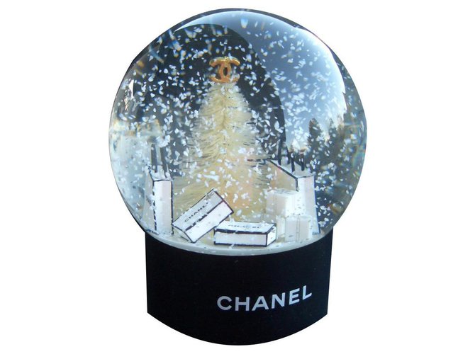 Bola de neve de abeto Chanel Preto Vidro  ref.159772