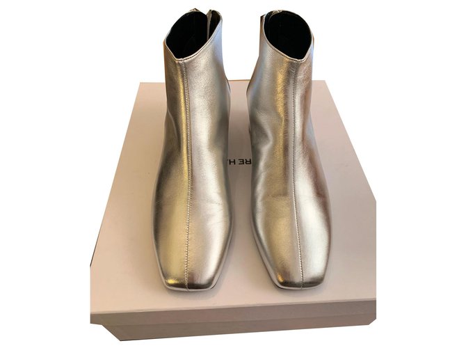 New Pierre Hardy boots in silver leather Black Silvery  ref.159862
