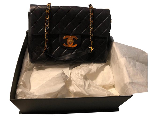 Timeless Chanel jumbo bag Preto Pele de cordeiro  ref.159885