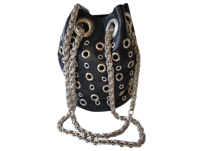 Delphine Delafon Handbags Black Silvery Leather  ref.159887