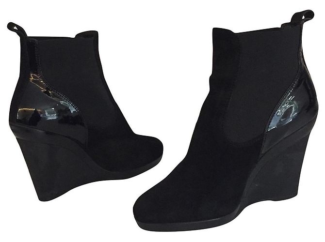 Botines de cuña Hogan de ante negro