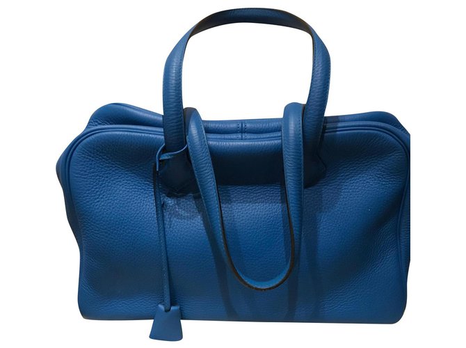 Hermès Victoria Blue Leather  ref.159913