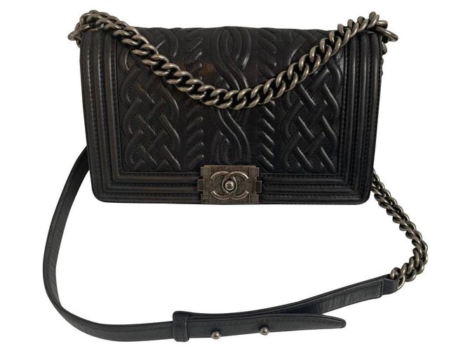 Chanel Boy Cuir Noir  ref.159952