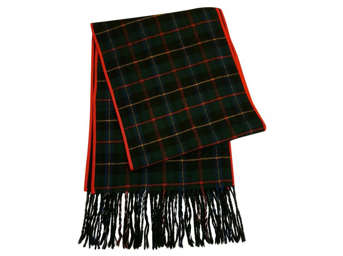 Hermès Foulards Hommes Laine Rouge Vert foncé  ref.159956