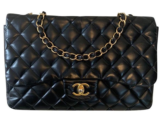 Chanel Jumbo Black Leather  ref.159961