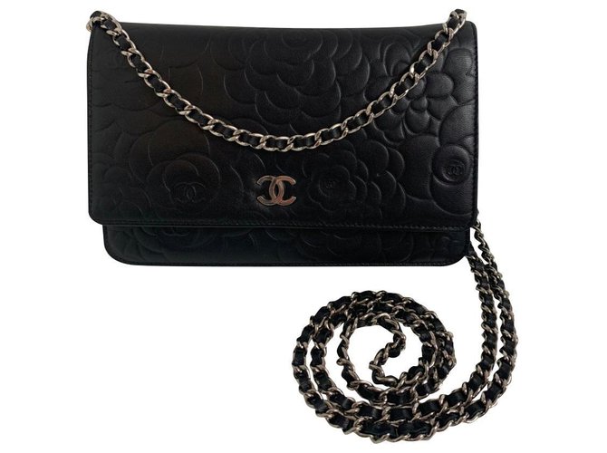 Chanel Woc Camellia Nero Pelle  ref.159962