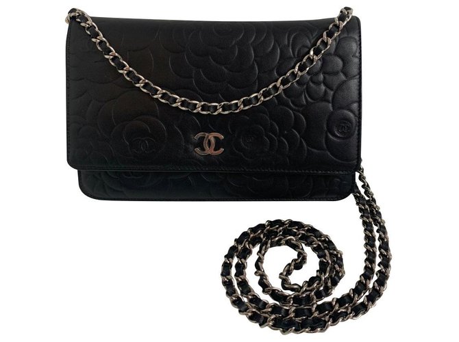 Chanel Woc Camellia Black Leather  ref.159962