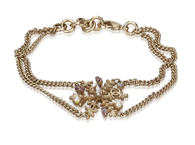 Chanel Silver Snowflake Crystal Bracelet Silvery Metal  ref.160071