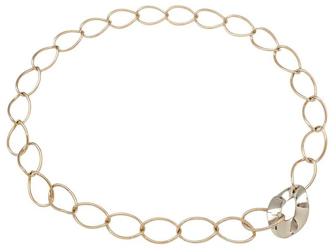 Long Pomellato necklace, model "Anni"70", pink gold and white gold.  ref.160106