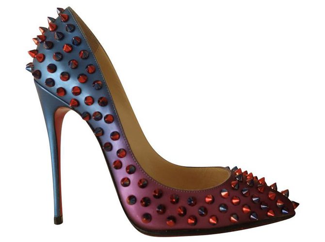 Christian Louboutin LOUBOUTIN FOLLIES SPIKES PUMPS 120 Pink Red Blue Leather Patent leather  ref.160125