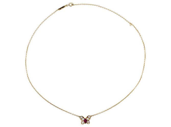 Van Cleef & Arpels Halskette, Schmetterling, Rubingelbgold und Diamanten. Gelbes Gold  ref.160144