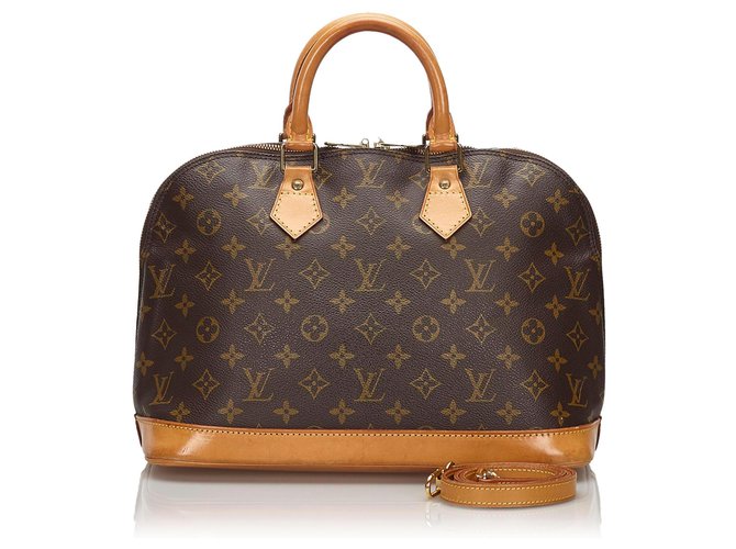 Louis Vuitton Brown Monogram Alma PM with Strap Leather Cloth  ref.160216