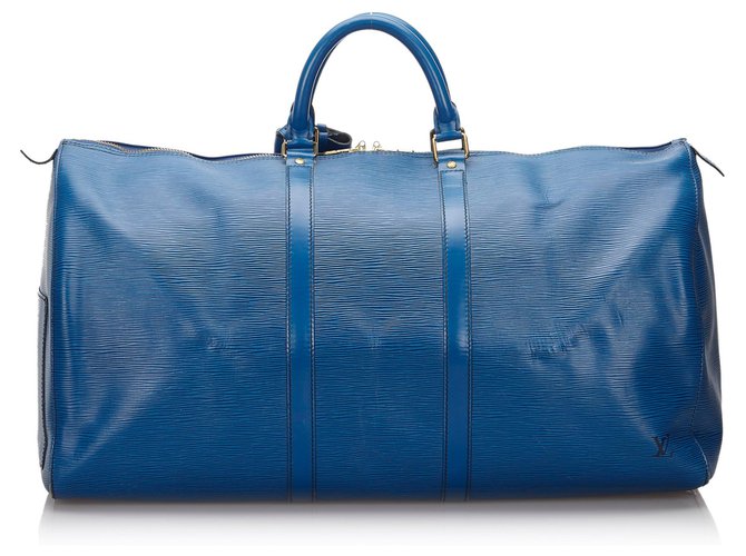 Louis Vuitton Blue Epi Keepall 50 Blau Leder  ref.160227