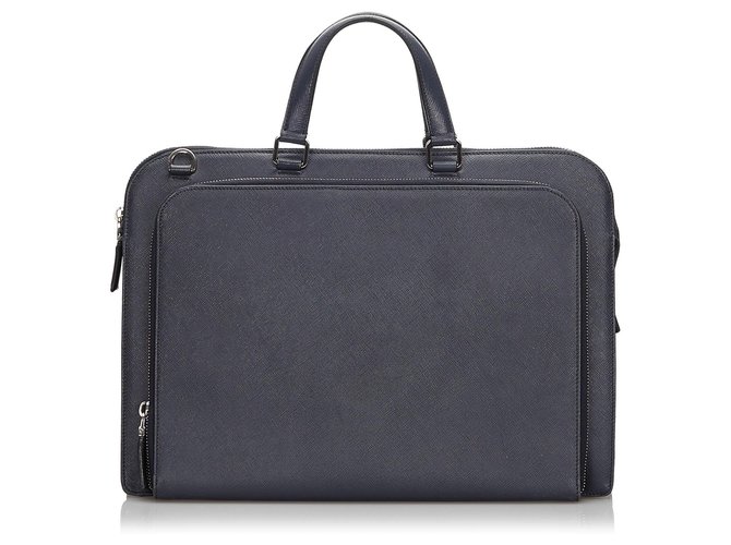 Prada Leather Briefcase - Blue for Men