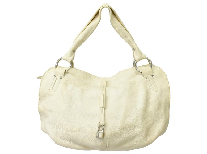 Céline Vintage Shoulder Bag White Leather  ref.160287