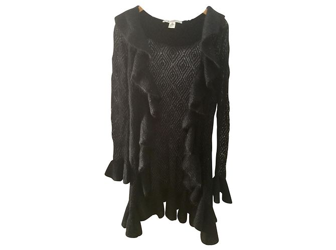 Diane Von Furstenberg Abrigo cardi con volantes Negro