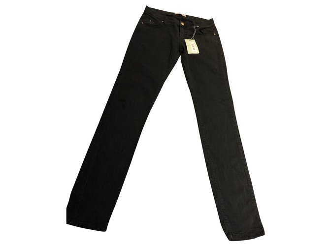 Balmain Pantalons, leggings Coton Elasthane Noir  ref.160405