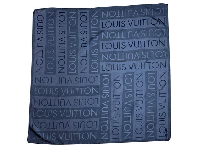 Foulard Louis Vuitton Soie Gris anthracite  ref.160406