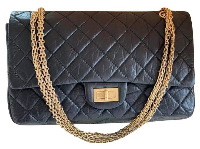 Chanel maxi 2.55 (Reissue 227) Black Leather  ref.160412
