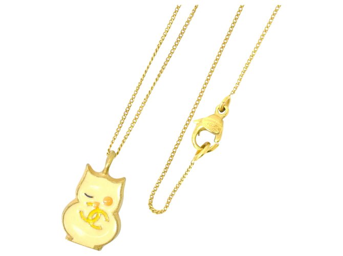 Chanel Coco Mark Owl Chain Necklace Golden Gold-plated  ref.160422