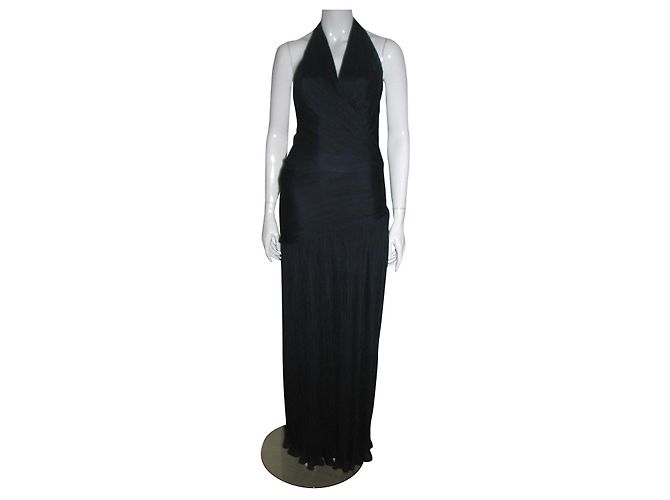 Halston Heritage Neckholder Abendkleid Marineblau