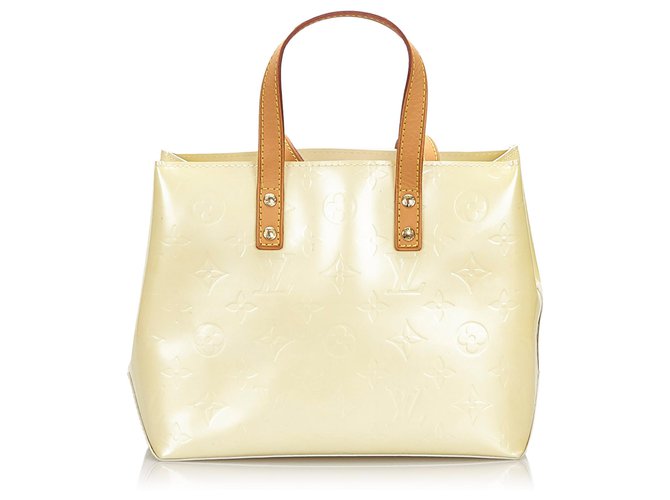 Louis Vuitton White Vernis Reade PM Bianco Crudo Pelle Pelle verniciata  ref.160435