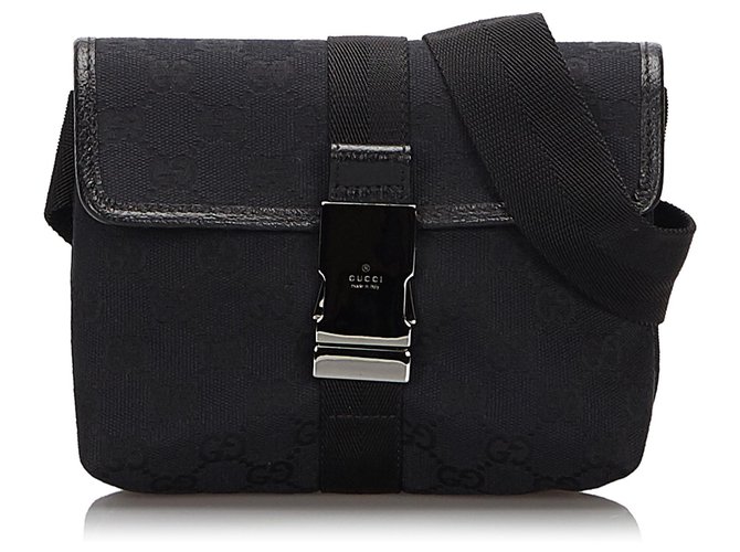 Gucci Black GG Canvas Belt Bag Leather Cloth Cloth  ref.160454