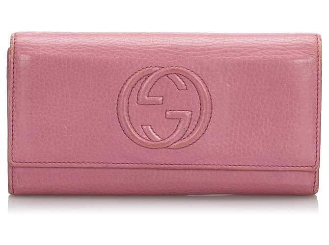 Portafoglio Continental Gucci in pelle rosa Soho  ref.160457