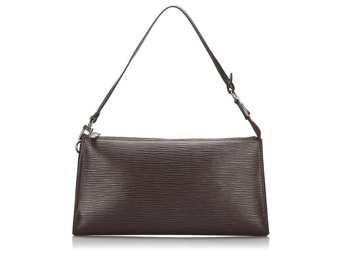 Louis Vuitton Brown Epi Pochette Accessoires Dark brown Leather  ref.160465