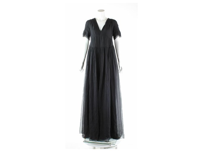 Floor length Burberry silk dress Black  ref.160471