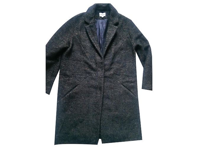 Cappotto Oversize Cacharel Kaki e Nero Lana Mohair Cachi