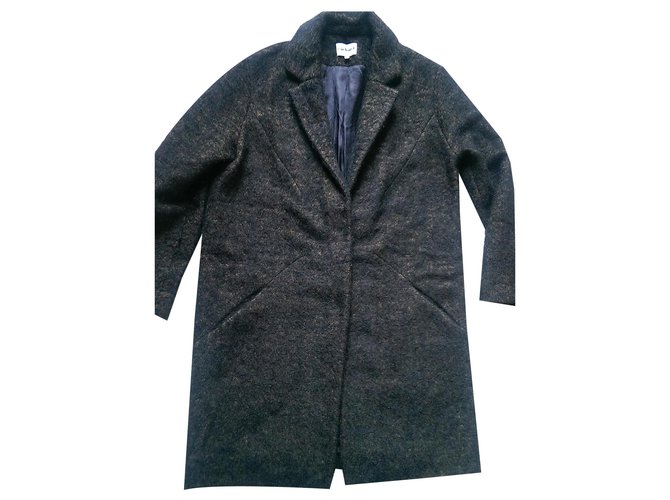 Cacharel Coats, Outerwear Black Khaki Wool Mohair  ref.160533
