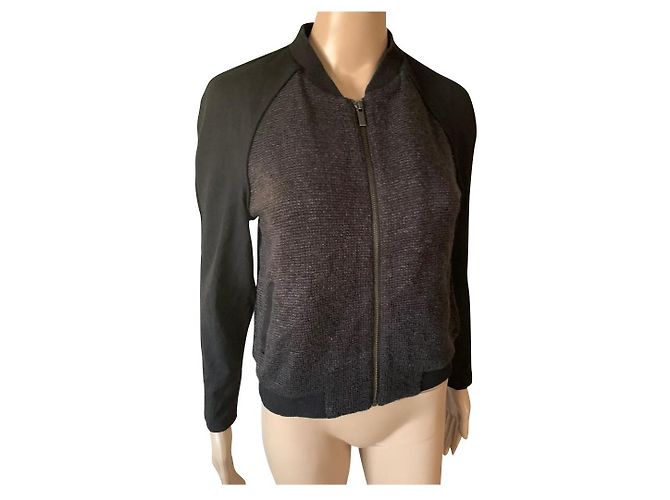 Malha Banana Republic de algodão e viscose preta e cinza Preto