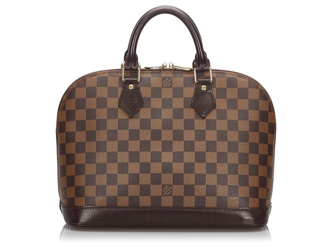 Louis Vuitton Brown Damier Ebene Alma PM Leather Cloth  ref.160622