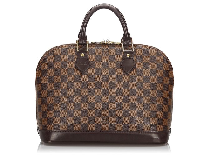 Louis Vuitton Brown Damier Ebene Alma PM Braun Leder Leinwand  ref.160622