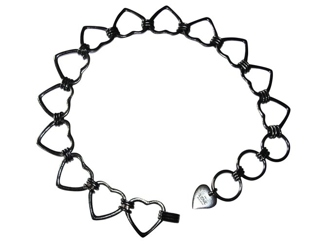 Yves Saint Laurent coração Preto Metal  ref.160666