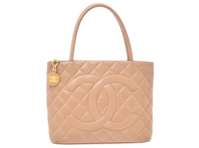Chanel Standard bags Beige Leather  ref.160708