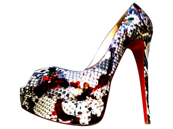 Christian Louboutin Heels Python print Leather  ref.160721