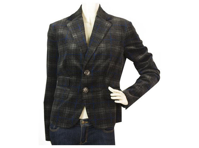Dsquared2 Dsquared 2 D2 Blue & Gray Velour Feel Cotton Checked Button Front Jacket size 44 Multiple colors  ref.160734