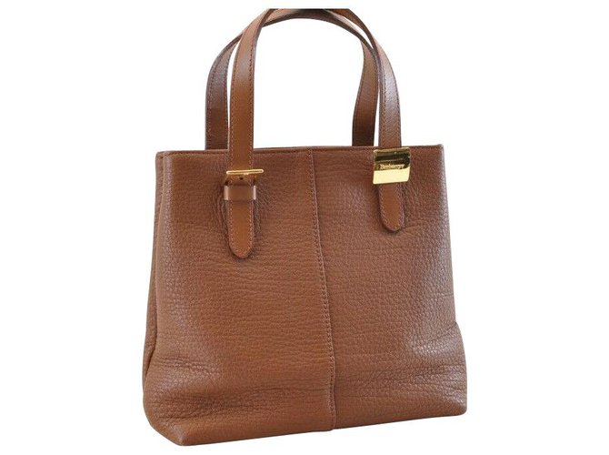 Burberry Nova Check Hand Bag Brown Leather  ref.160738