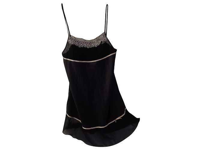 Autre Marque Slip lingerie con ricamo floreale nero beige