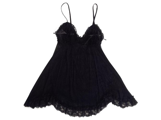 Autre Marque Slip in pizzo e raso nero