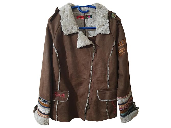 Desigual Brown Multicolored Jacket M Multiple colors