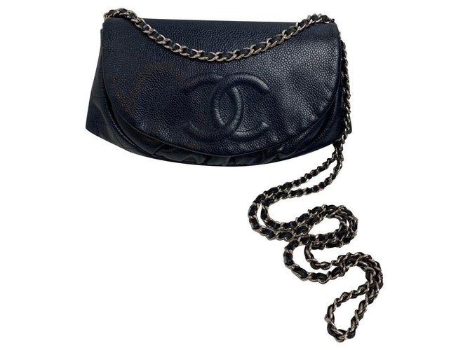 Chanel Woc Navy blue Leather  ref.161024