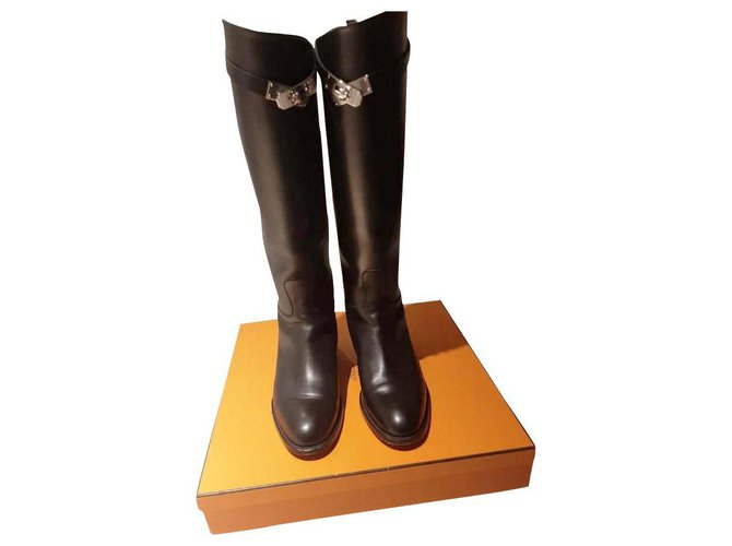 Hermès Boots Black Leather  ref.161039