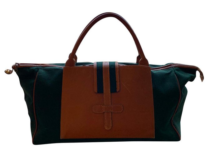 Delvaux Weekend bag 48H Green Cloth  ref.161233